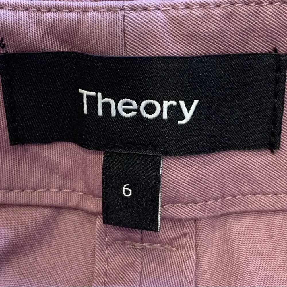 Theory High Waist Straight Lilac Chino Cropped Pants Stretch Cotton Size 6